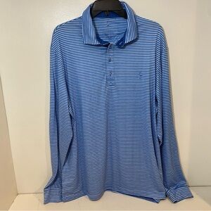 Tailorbyrd Blue and White Striped Polo Shirt